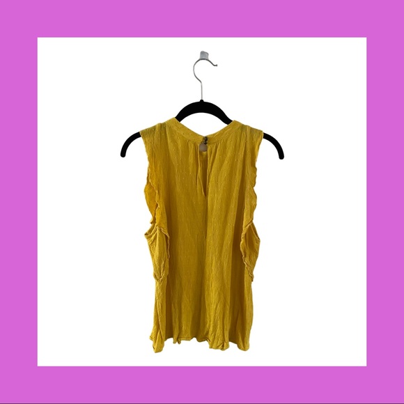 Anthropologie (Maeve) Mustard Yellow Crinkle Shell - Picture 2 of 4